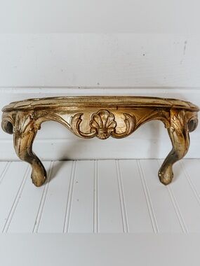Vintage Gold Hanging Shelf Wall Shelf Ornate Hollywood Regency | Burwood